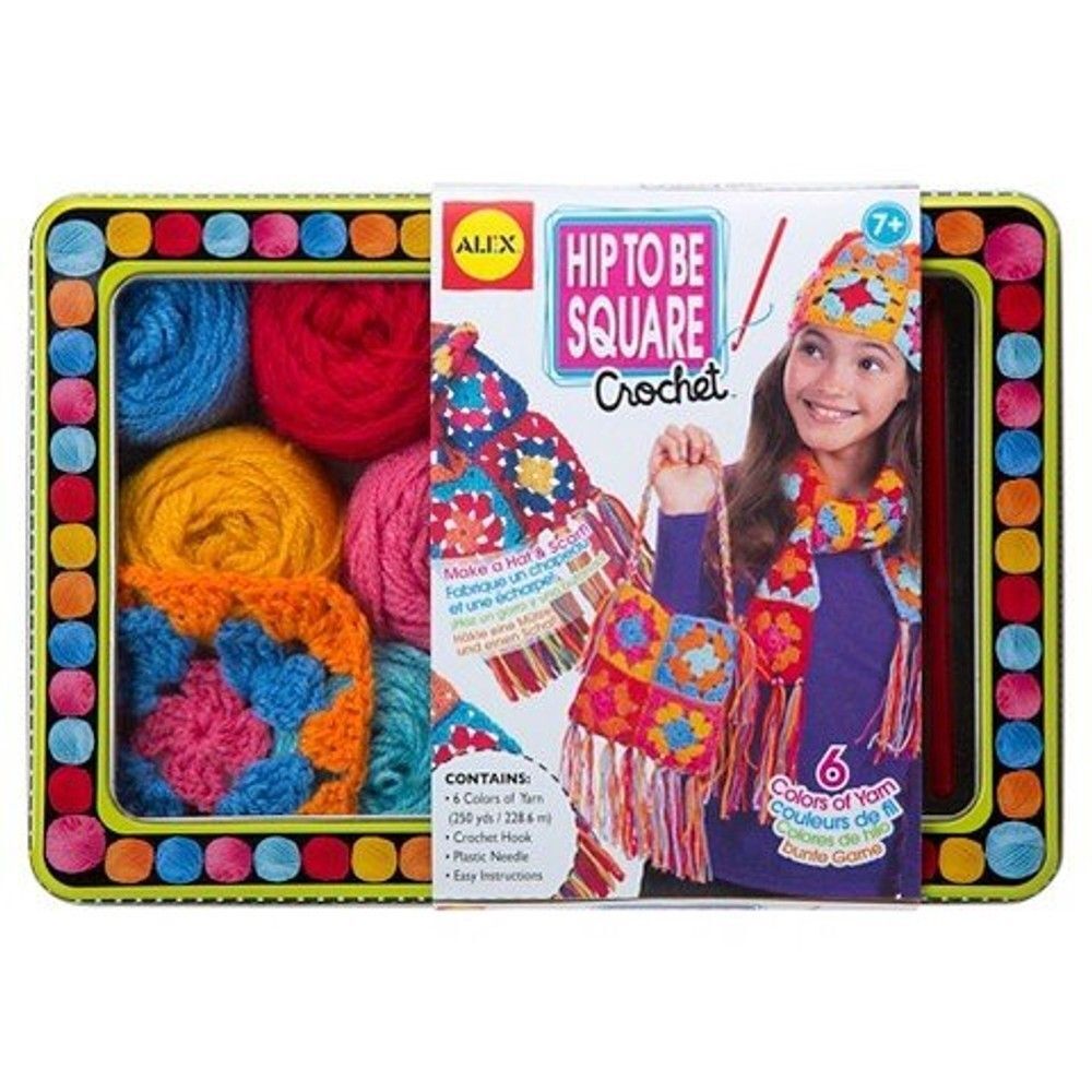 ALEX Hip To Be Square Crochet Kit 3399700 Easy Hat Scarf 7+